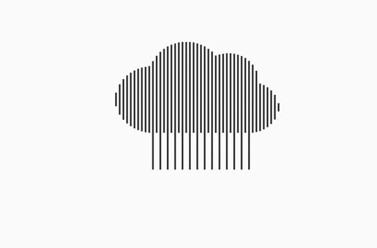 rain cloud,   simple black lines on a white background   create a  seamless loop animation