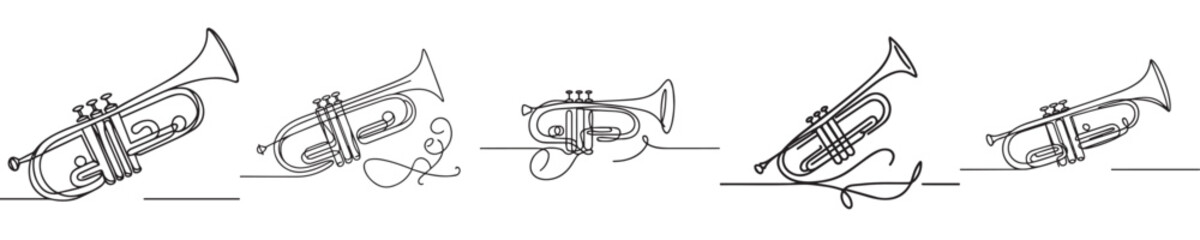 trumpet vector style continuous line