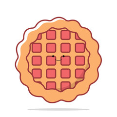 Cute Kawaii Pie Vector Pastel Colored Flat Style Dessert Illustration, Hand-Drawn Cartoon Pie Icon for Bakery Menu, Kids Design, Sweet Food, Cooking, and Cute Dessert Theme