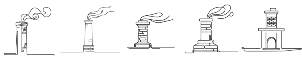 chimney vector style continuous line