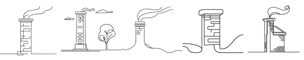 chimney vector style continuous line