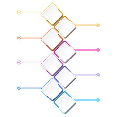 Infographic 8 successive steps, elements and space for data.