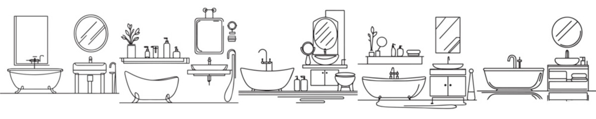 bathroom vector continuous line style