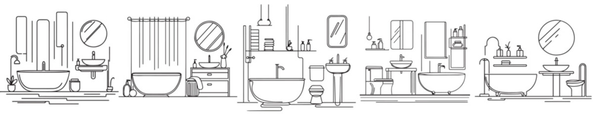 bathroom vector continuous line style