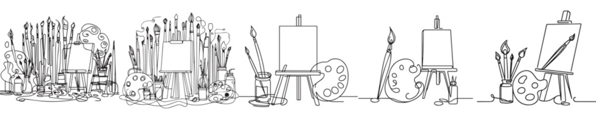 painting equipment vector continuous line style