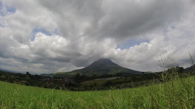 Timelapse clouds moving over Mount Sinabung, Indonesia