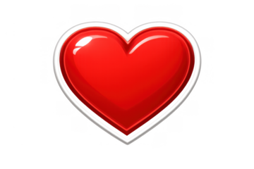 Red glossy heart icon with white border showing love, passion, romance, and valentine's day