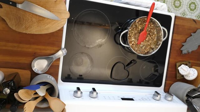 Kitchen 1234 Onions Mushrooms Spinach Stove Meal Preperation Healthy Lifestyle Eating Food