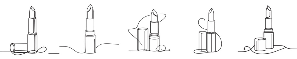 vector lipstick style continuous line