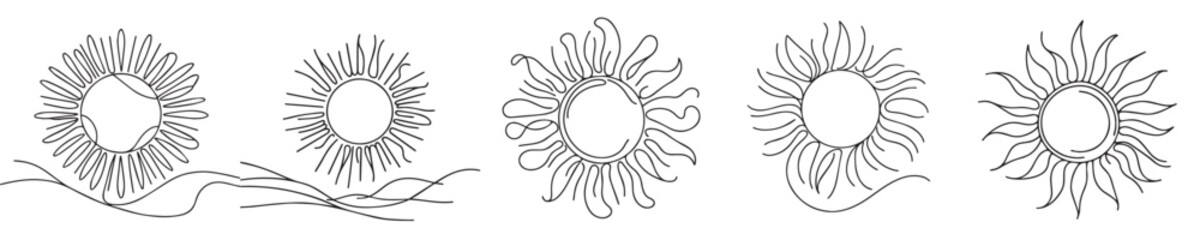 vector sun style continuous line
