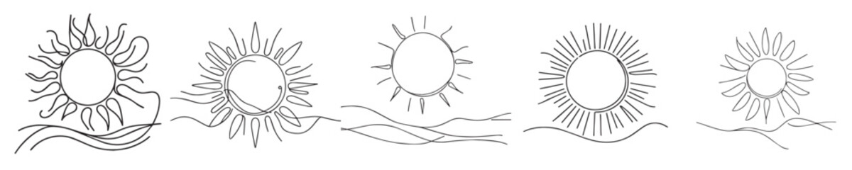 vector sun style continuous line