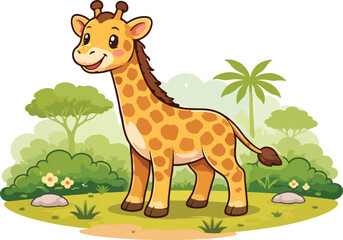 Obraz premium Cartoon giraffe vector illustration for wall art