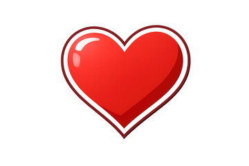 Red glossy heart icon with a darker outline on a transparent background, representing affection, well-being, and cherished feelings