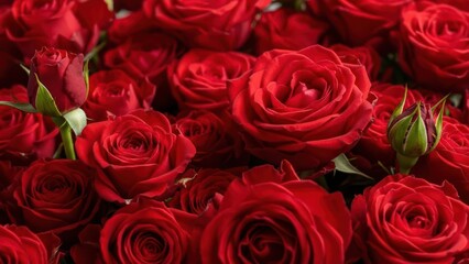 Captivating bouquet of vivid red roses, a luxurious display of affection and beauty filling the
