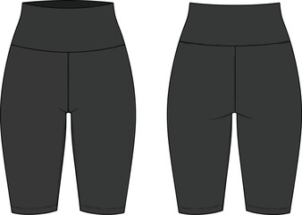 Simple black biker shorts displayed in a front and side view ideal for fitness apparel