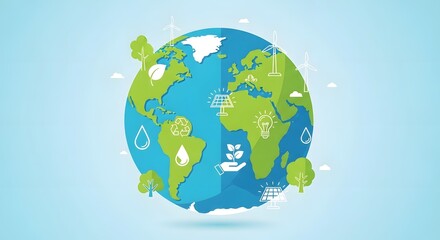 Sustainable earth with renewable energy sources and eco friendly elements