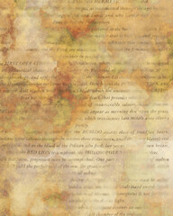 Old manuscript abstract background with fictitious alchemy text. Grainy stained page.