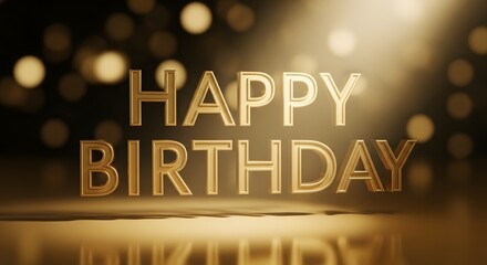Happy birthday golden text with blurred background