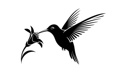 Hummingbird feeding on flower nectar