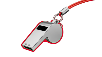 Silver Whistle with Red Lanyard