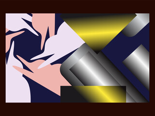 Futuristic Abstract Hands and Metallic Geometry Design