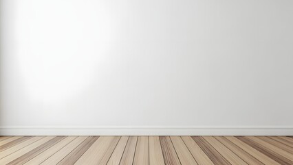 Empty room with white wall and wooden floor