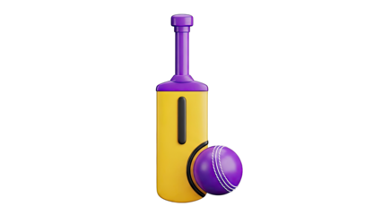 3D Rendering of Cricket Bat and Ball