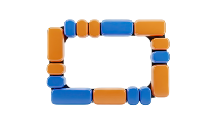 Abstract Rectangular Frame with Orange and Blue Blocks
