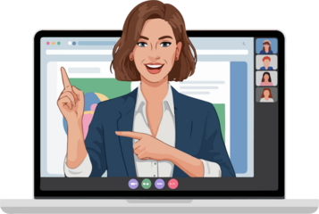 Woman Business Coach Leading Online Training Webinar