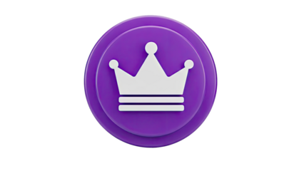 Purple Button with White Crown Icon