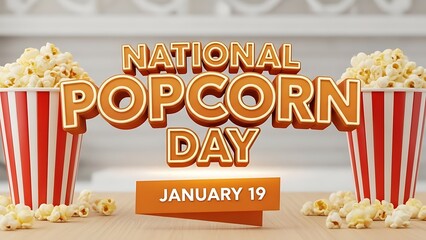 Celebrating national popcorn day on january nineteenth with delightful striped containers overflowing with fluffy kernels representing a festive cinematic treat experience