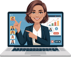 Woman Business Coach Leading Online Training Webinar