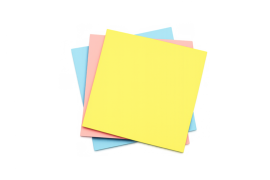 Blank colorful sticky notes for reminders, ideas, tasks, memos, planning, school, communication and organization on transparent background - Powered by Adobe