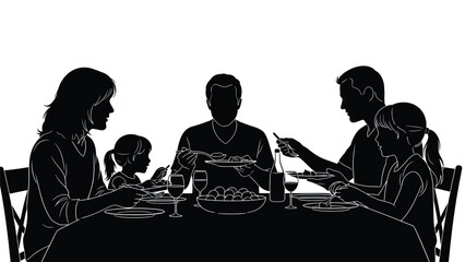 Family enjoying meal together at dinner table