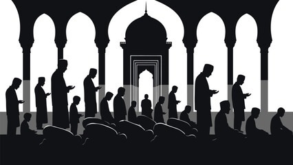 People praying in mosque during prayer time