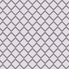 Seamless Vector Illustration of a Minimalist Geometric Pattern Featuring Interconnected Purple Diamond Shapes on a Light Gray Background for Textile Design and Abstract Wallpapers