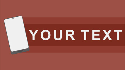 Flat Vector Illustration of a Modern Smartphone Positioned Next to a Wide Horizontal Banner with Placeholder Text on a Dark Red Background for Digital Marketing and Promotion Concepts