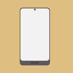 Minimalist Vector Illustration of a Modern Smartphone with a Blank White Screen Isolated on a Solid Tan Background, Perfect for App Interface Mockups and Digital Marketing Templates