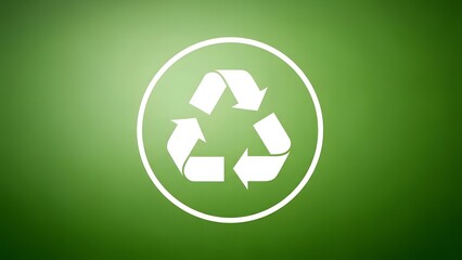 Recycling symbol on green background