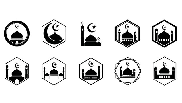 mosque logo set