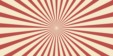 Circus background of spiral red beige rays vector illustration. Vintage radial pattern with sunbeams or starburst strip. Circus, carnival, summer fair or chapiteau backdrop.