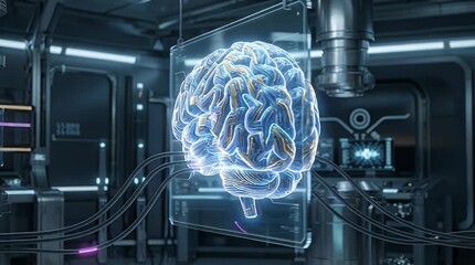 Digital brain visualization futuristic tech concept artificial intelligence - Powered by Adobe