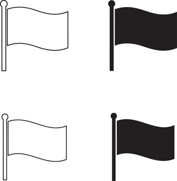 Four black and white flag icons with varying designs