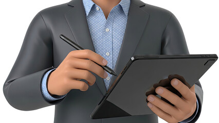 Businessman using a stylus on a tablet