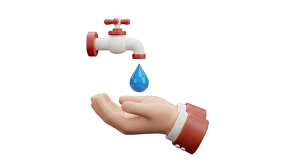 Hand Catching Water Drop from Faucet