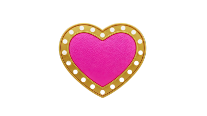 Pink Heart with Gold Frame and White Studs