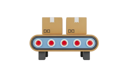 Cartoon conveyor belt with boxes