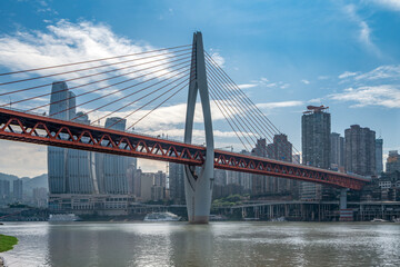 Fototapeta premium Chongqing Yangtze River Bridge with Urban Skyline