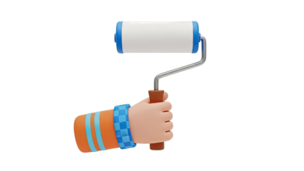Cartoon Hand Holding a Paint Roller