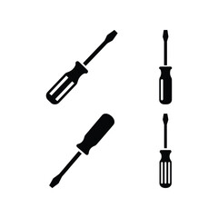 Screwdriver silhouette hand tool icon set